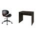 Conjunto de Mesa Office Carvalho Dark com Cadeira de Escritório Diretor Giratória Bergen Preta