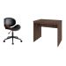 Conjunto de Mesa Office Nogal com Cadeira de Escritório Diretor Giratória Bergen Preta