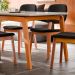 Conjunto de Mesa Retangular com Tampo de Vidro Off White e 6 Cadeiras Detroit Linho Preto e Nature
