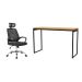 Conjunto de Mesa Stanford Amêndoa 120 cm com Cadeira de Escritório Diretor Giratória Light Preta