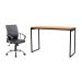 Conjunto de Mesa Stanford Amêndoa 120 cm com Cadeira de Escritório Diretor Giratória Oslo Preta