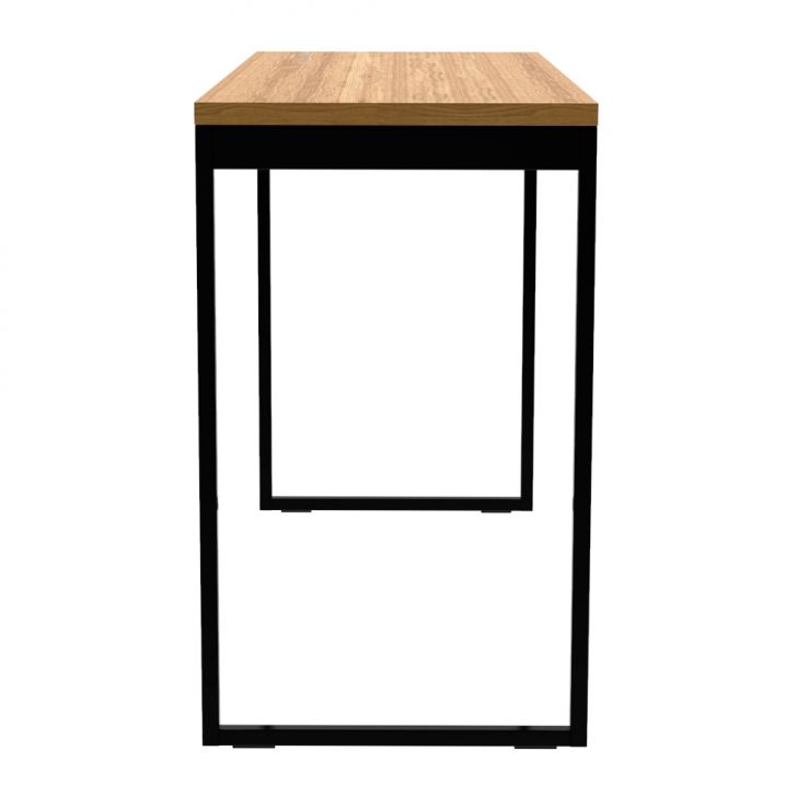 Conjunto de Mesa Stanford Amêndoa 120 cm com Cadeira de Escritório Presidente Giratória com Relax Clark Preta e Dourada