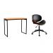 Conjunto de Mesa Stanford Carvalho com Cadeira de Escritório Diretor Giratória Bergen Preta