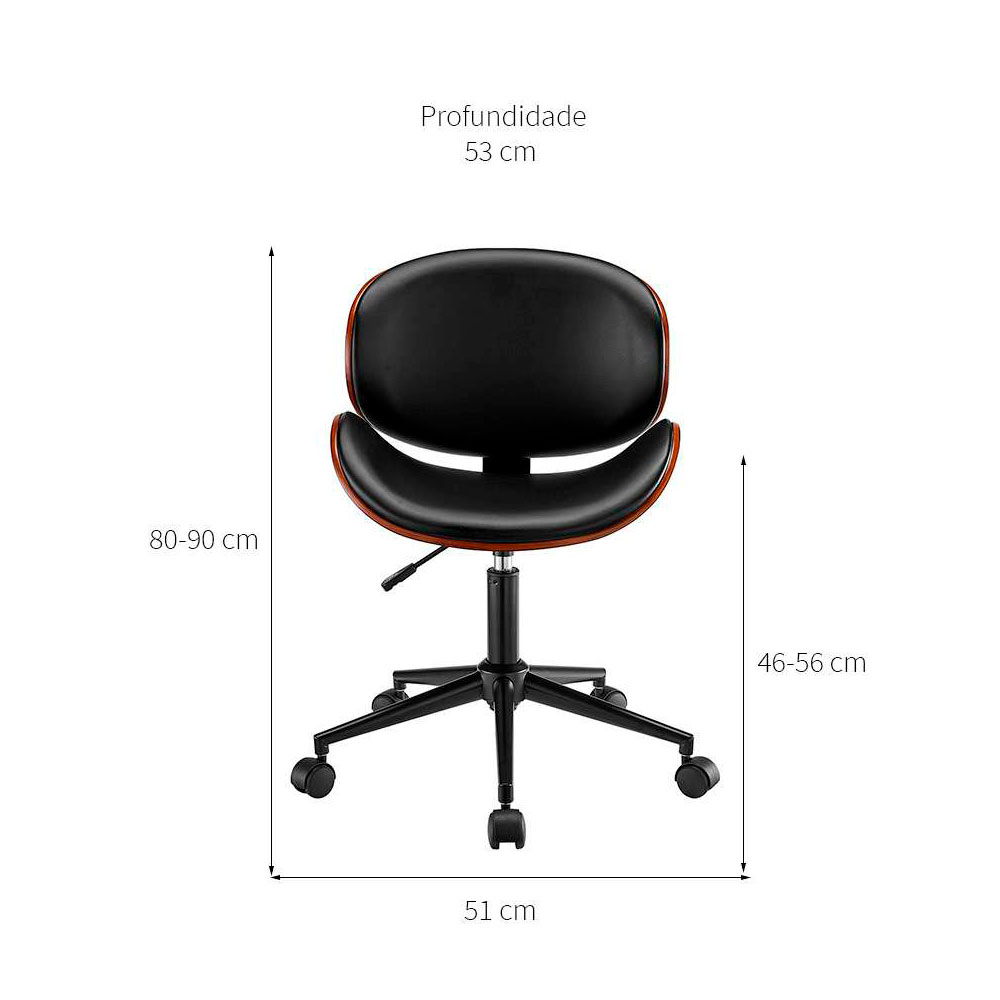 Conjunto de Mesa Stanford Carvalho com Cadeira de Escritório Diretor Giratória Bergen Preta
