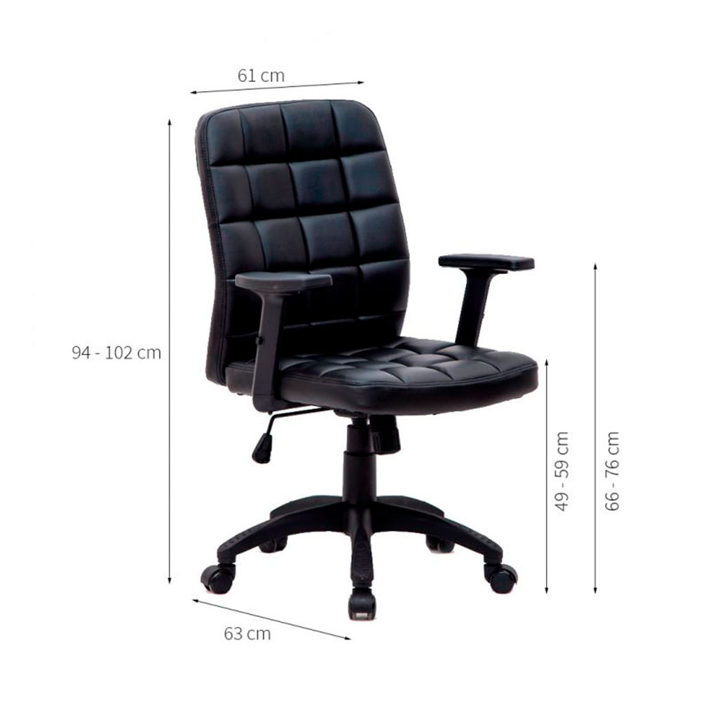 Conjunto de Mesa Stanford Carvalho com Cadeira de Escritório Diretor Giratória Fitz com Braços Ajustáveis Preta