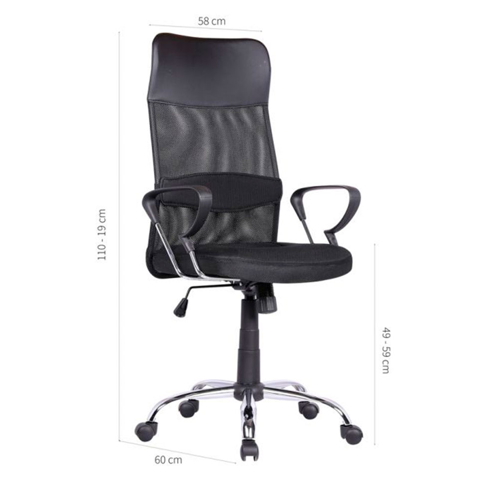 Conjunto de Mesa Stanford Carvalho com Cadeira de Escritório Diretor Giratória Vancouver II com Braços Preta