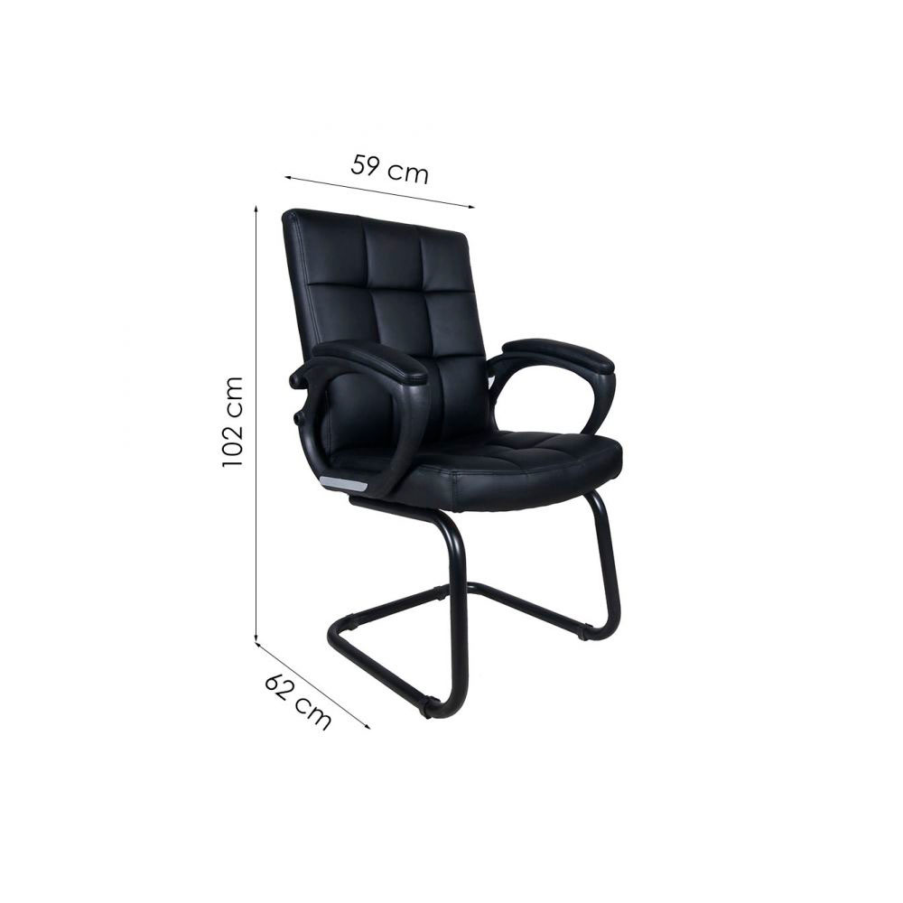 Conjunto de Mesa Stanford Carvalho com Cadeira de Escritório Interlocutor Fixa Charles Preta