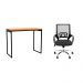 Conjunto de Mesa Stanford Carvalho com Cadeira de Escritório Secretária Giratória New Java Preta