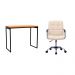Conjunto de Mesa Stanford Carvalho e Preta com Cadeira de Escritório Secretária Giratória Fitz Bege