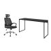 Conjunto de Mesa Studio 150 cm com Cadeira de Escritório Diretor Giratória Light Preta