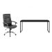 Conjunto de Mesa Studio 180 cm com Cadeira de Escritório Presidente Giratória com Relax Office Plus Preta