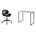 Conjunto de Mesa Studio Bege com Cadeira de Escritório Diretor Giratória Bergen Preta
