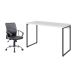 Conjunto de Mesa Studio Branca 120 cm com Cadeira de Escritório Diretor Giratória Oslo Preta