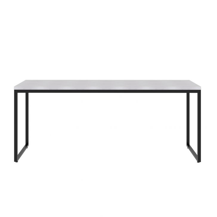Conjunto de Mesa Studio Branca 180 cm com Cadeira de Escritório Presidente Giratória com Relax Finland Preta