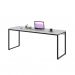 Conjunto de Mesa Studio Branca 180 cm com Cadeira de Escritório Presidente Giratória com Relax Finland Preta