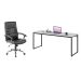 Conjunto de Mesa Studio Branca 180 cm com Cadeira de Escritório Presidente Giratória com Relax Office Plus Preta