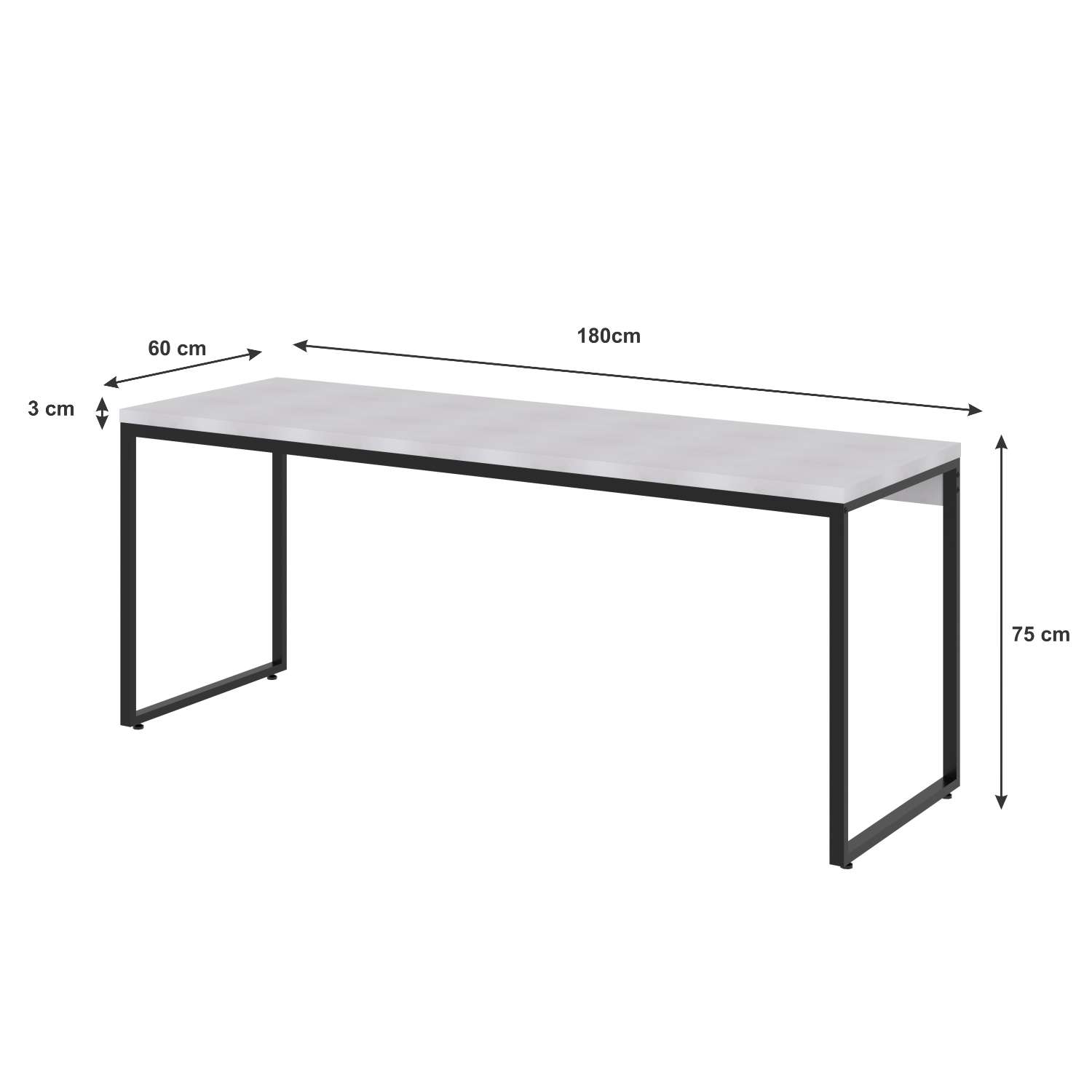 Conjunto de Mesa Studio Branca 180 cm com Cadeira de Escritório Presidente Giratória com Relax Office Plus Preta
