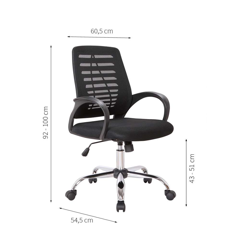 Conjunto de Mesa Studio Branca 180 cm com Cadeira de Escritório Secretária Giratória Light Preta