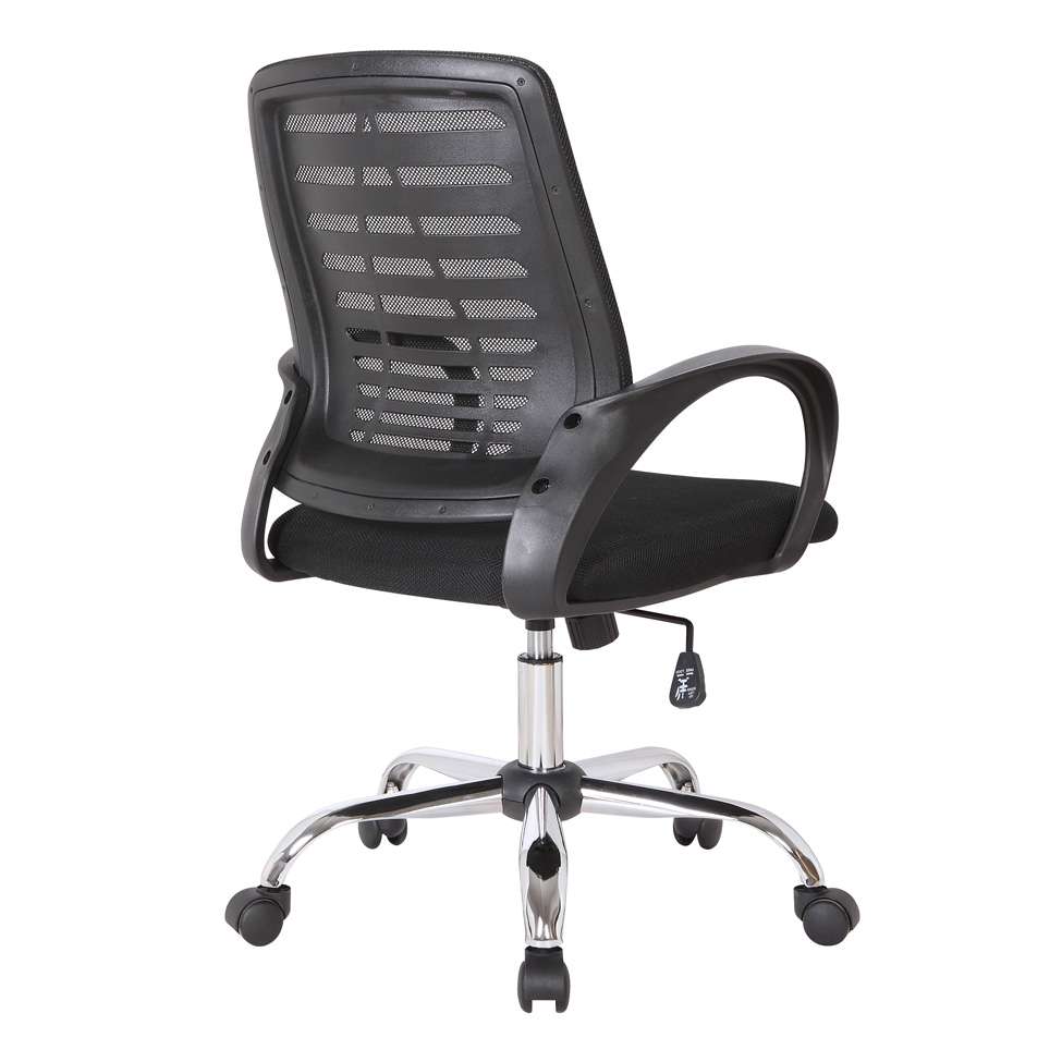Conjunto de Mesa Studio Branca 180 cm com Cadeira de Escritório Secretária Giratória Light Preta