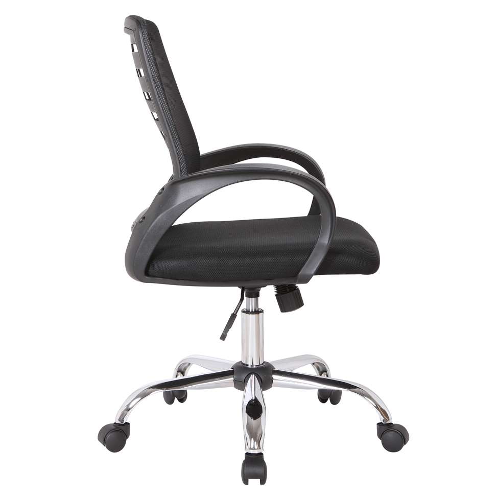 Conjunto de Mesa Studio Branca 180 cm com Cadeira de Escritório Secretária Giratória Light Preta