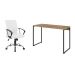 Conjunto de Mesa Studio Carvalho 120 cm com Cadeira de Escritório Diretor Giratória Oslo Branca