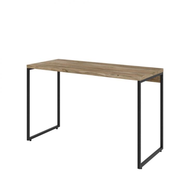 Conjunto de Mesa Studio Carvalho 120 cm com Cadeira de Escritório Presidente Giratória com Relax Finland Preta