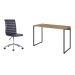 Conjunto de Mesa Studio Carvalho 120 cm com Cadeira de Escritório Secretária Giratória Marilyn Preta