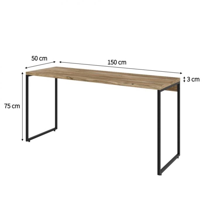 Conjunto de Mesa Studio Carvalho 150 cm com Cadeira de Escritório Presidente Giratória com Relax Clark Preta e Dourada