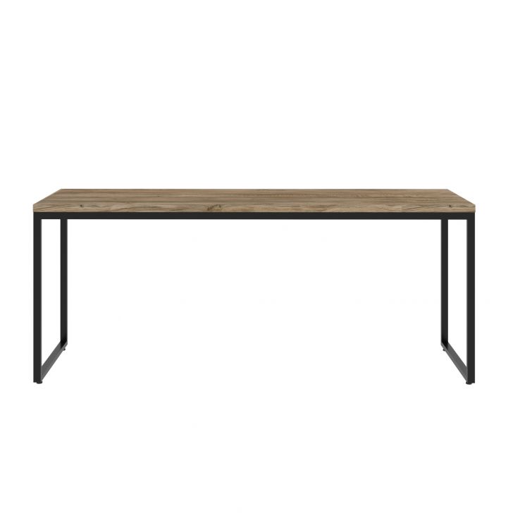 Conjunto de Mesa Studio Carvalho 180 cm com Cadeira de Escritório Presidente Giratória com Relax Finland Preta