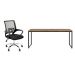 Conjunto de Mesa Studio Carvalho 180 cm com Cadeira de Escritório Secretária Giratória Javix Preta
