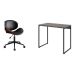 Conjunto de Mesa Studio Marrom Escuro com Cadeira de Escritório Diretor Giratória Bergen Preta