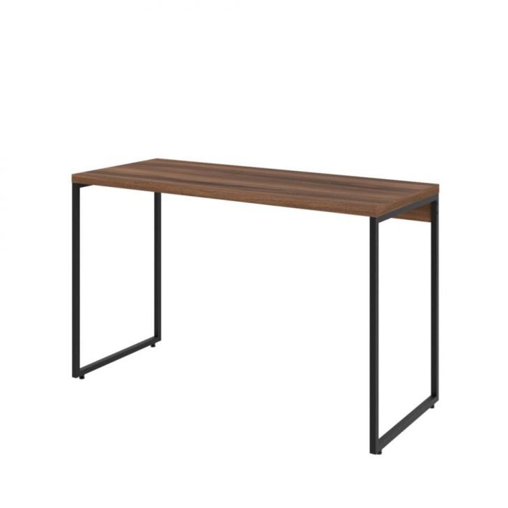 Conjunto de Mesa Studio Nogal 120 cm com Cadeira de Escritório Presidente Giratória com Relax Finland Preta