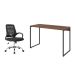Conjunto de Mesa Studio Nogal 120 cm com Cadeira de Escritório Secretária Giratória Light Preta