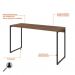 Conjunto de Mesa Studio Nogal 135 cm com Cadeira de Escritório Presidente Giratória com Relax Clark Preta e Dourada