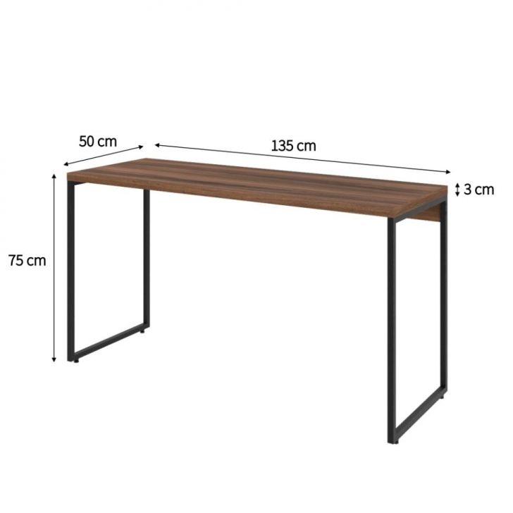 Conjunto de Mesa Studio Nogal 135 cm com Cadeira de Escritório Presidente Giratória com Relax Clark Preta e Dourada