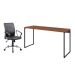 Conjunto de Mesa Studio Nogal 150 cm com Cadeira de Escritório Diretor Giratória Oslo Preta