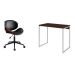 Conjunto de Mesa Studio Nogal e Branca com Cadeira de Escritório Diretor Giratória Bergen Preta