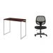 Conjunto de Mesa Studio Nogal e Branca com Cadeira de Escritório Secretária Giratória Oxford Preta