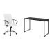 Conjunto de Mesa Studio Preta 120 cm com Cadeira de Escritório Diretor Giratória Oslo Branca