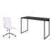 Conjunto de Mesa Studio Preta 120 cm com Cadeira de Escritório Secretária Giratória Marilyn Branca