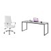 Conjunto de Mesa Studio Preta 180 cm com Cadeira de Escritório Diretor Giratória Cleaner Branca