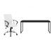 Conjunto de Mesa Studio Preta 180 cm com Cadeira de Escritório Diretor Giratória Oslo Branca