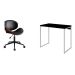 Conjunto de Mesa Studio Preta e Branca com Cadeira de Escritório Diretor Giratória Bergen Preta