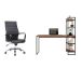Conjunto de Mesa Studio com Estante Nogal 146 cm com Cadeira de Escritório Diretor Giratória Cleaner Preta
