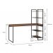 Conjunto de Mesa Studio com Estante Nogal 146 cm com Cadeira de Escritório Presidente Giratória com Relax Office Plus Preta