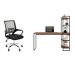 Conjunto de Mesa Studio com Estante Nogal 146 cm com Cadeira de Escritório Secretária Giratória Javix Preta