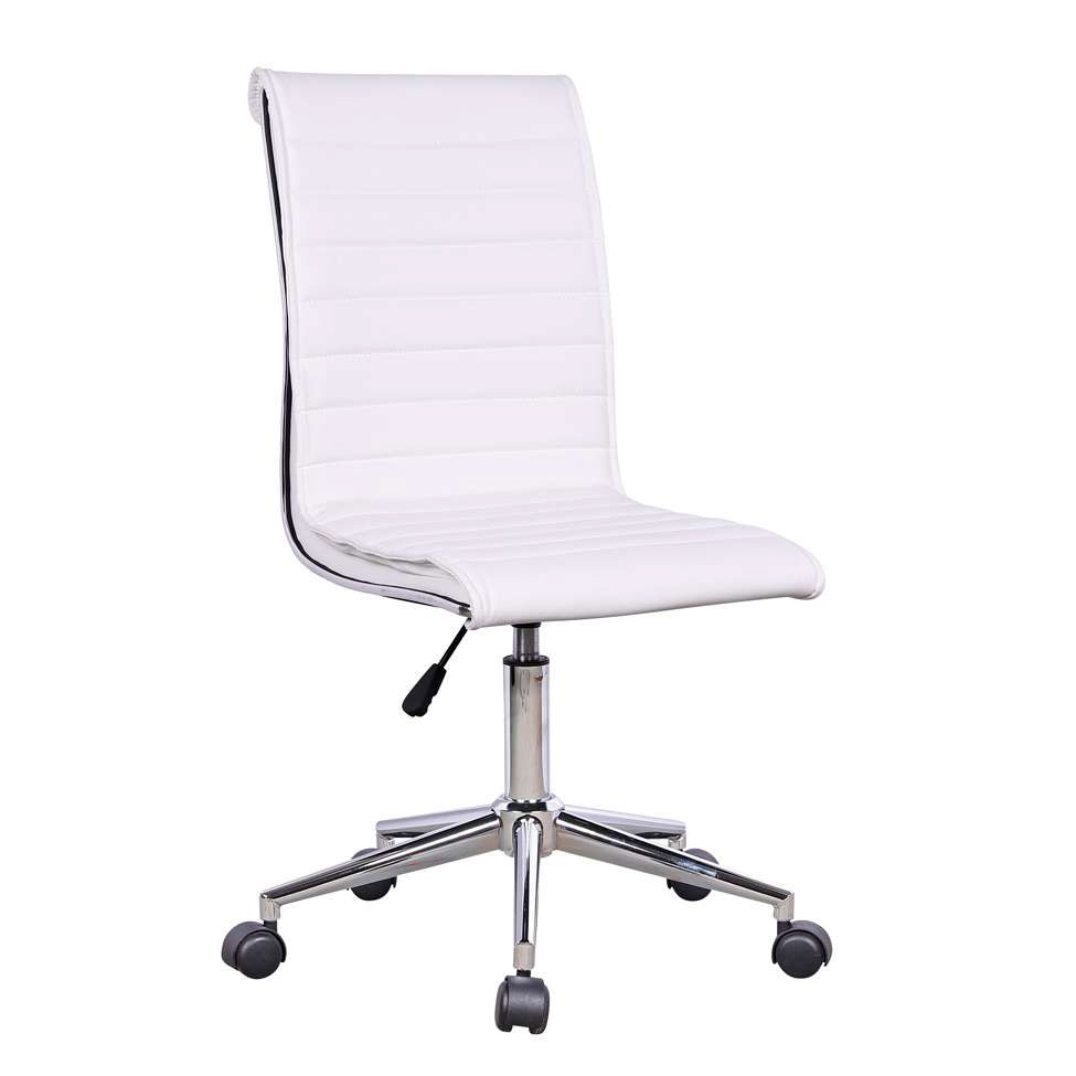 Conjunto de Mesa Studio com Estante Nogal e Preta 146 cm com Cadeira de Escritório Secretária Giratória Marilyn Branca