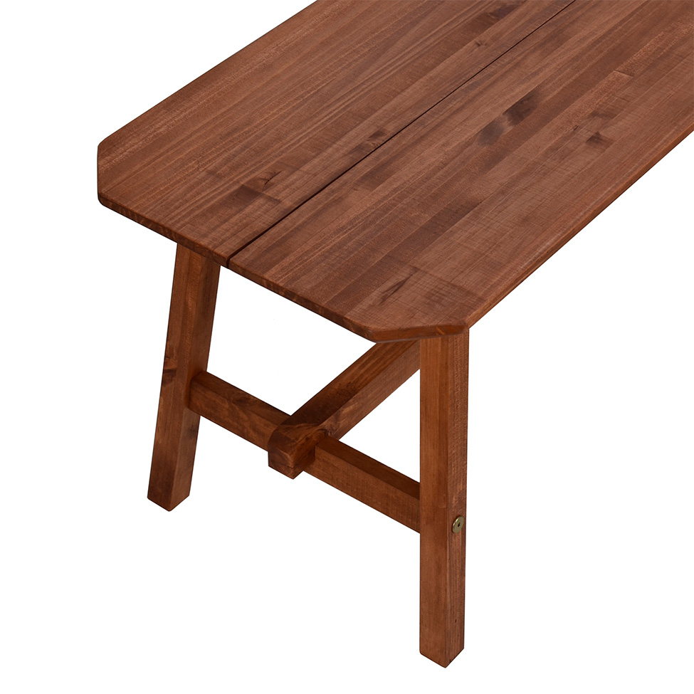 Conjunto de Mesa com 2 Bancos de Jantar Famille Amêndoa Rustico