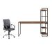 Conjunto de Mesa com Estante Nogal 146 cm com Cadeira de Escritório Diretor Giratória Oslo Preta