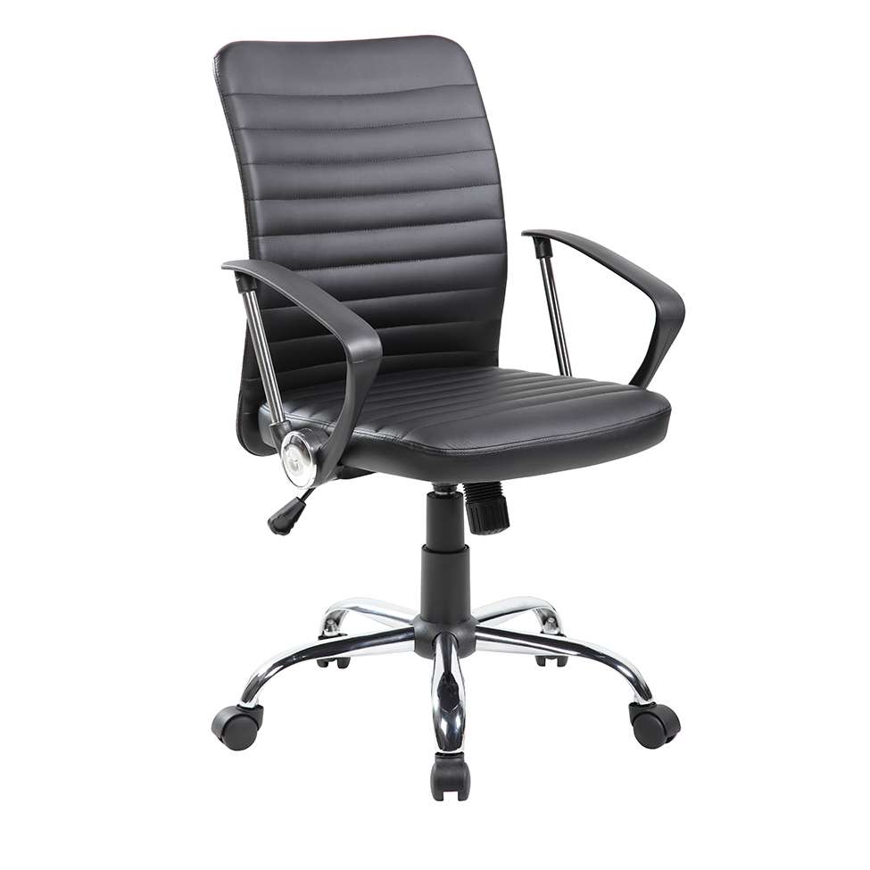 Conjunto de Mesa com Estante Nogal 146 cm com Cadeira de Escritório Diretor Giratória Oslo Preta